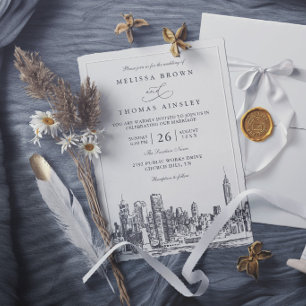 Invitation Mariage élégant moderne chic de destination à New 