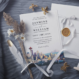 Invitation Mariage élégant moderne de destination de la silho