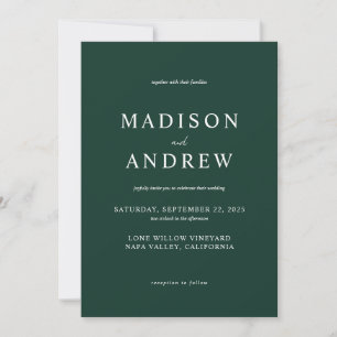Invitation Mariage élégant moderne Emerald Green