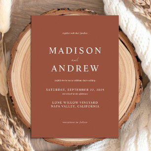 Invitation Mariage élégant moderne en terre cuite