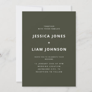 Invitation Mariage Élégant Moderne Minimaliste Vert Olive