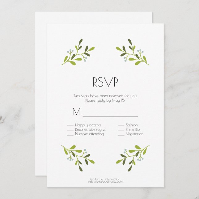 Invitation Mariage élégant moderne. RSVP avec options de repa (Devant / Derrière)