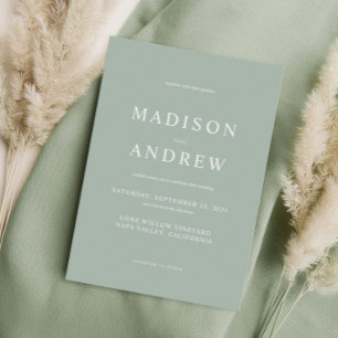 Invitation Mariage élégant moderne Sage Green