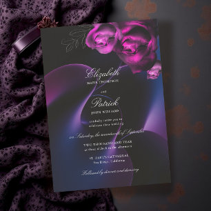Invitation Mariage Élégant Moderne Sombre Luxueux Violet Bleu
