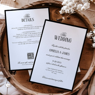 Invitation Mariage Élégant Moderne Tout-en-Un Noir & Blanc