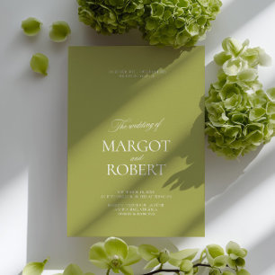 Invitation Mariage Élégant Moderne Vert Olive et Blanc