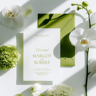 Invitation Mariage Élégant Moderne Vert Olive et Blanc