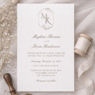 Invitation Mariage Élégant Monogrammé   Classique Formel