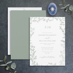 Invitation Mariage Élégant Monogramme Élégant de taille minim