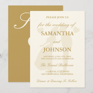 Invitation Mariage Élégant Monogramme Ivoire Vintage
