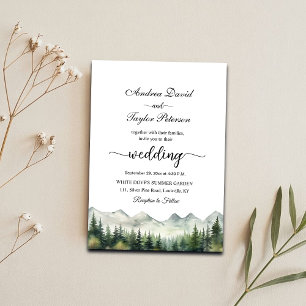Invitation Mariage Élégant Montagnes et Pins