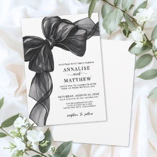 Invitation Mariage Élégant Noir Et Blanc À Nœud Papillon