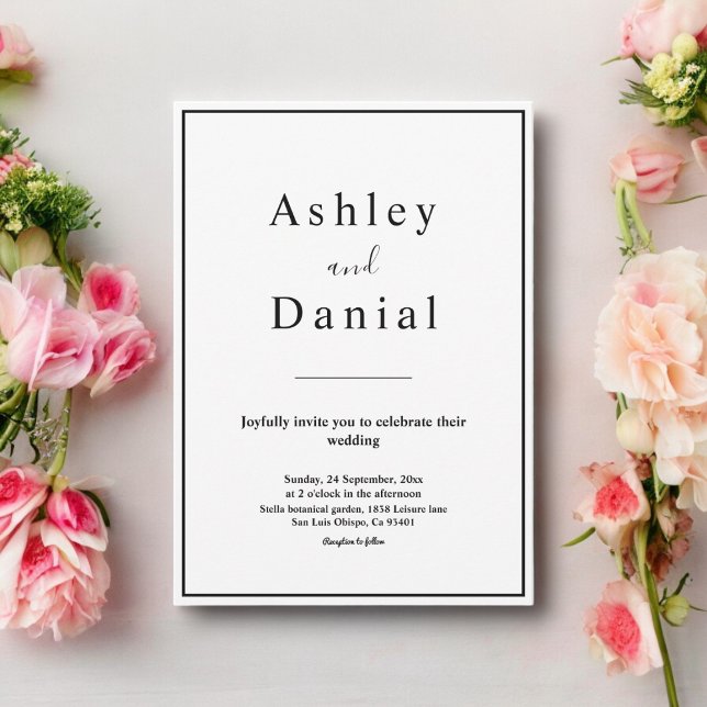 Invitation Mariage Élégant Noir Et Blanc Minimal Chic (Créateur téléchargé)