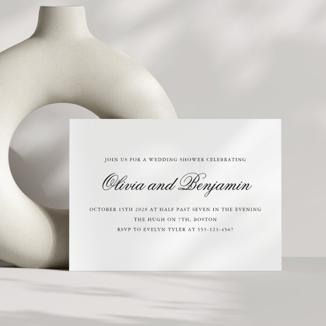 Invitation Mariage Élégant Noir et Blanc Shower Formel (Créateur téléchargé)