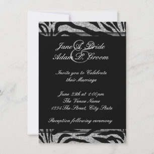 Invitation Mariage élégant noir et blanc zèbre