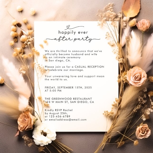 Invitation Mariage Élégant Nous Avons Fugué Photo Réception d (Créateur téléchargé)