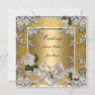 Invitation Mariage Élégant Or Crème Rose Argent