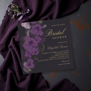 Invitation Mariage Élégant Orchidée Violet Foncé Or Moderne