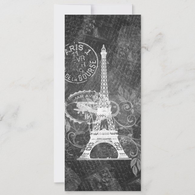 Invitation Mariage élégant Paris romantique Noir (Devant)