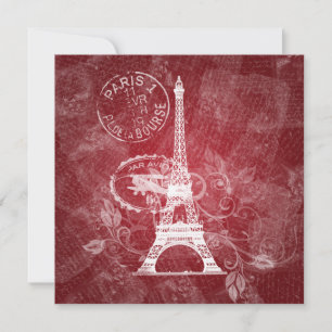 Invitation Mariage élégant Paris romantique Rouge