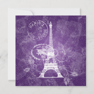 Invitation Mariage élégant Paris romantique violet