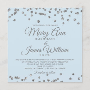 Invitation Mariage élégant Parties scintillant d'argent Confe