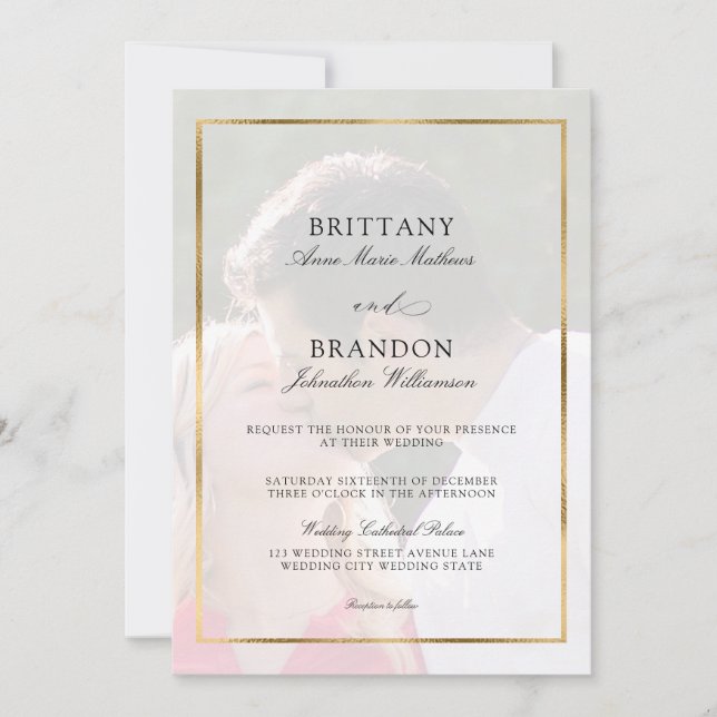 Invitation Mariage élégant photo moderne (Devant)