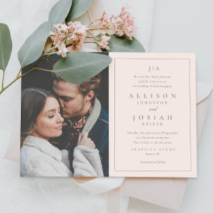 Invitation Mariage Élégant Photo Monogramme Classique