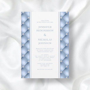 Invitation Mariage Élégant Poudre Bleu Diamant Toilé