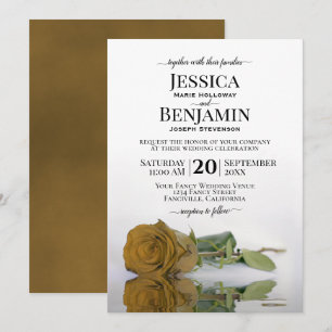 Invitation Mariage Élégant, Rose Doré Et Long