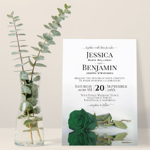 Invitation Mariage Élégant Rose Émeraude Vert Émeraude Long