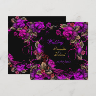Invitation Mariage Élégant Rose Fuchsia Noir