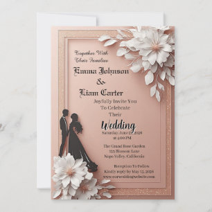 Invitation Mariage Élégant Rose Gold Floral