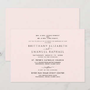 Invitation Mariage Élégant Rose Parents Tous Deux Citations I