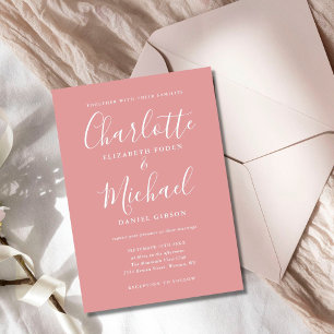 Invitation Mariage Élégant Rose Poussiéreux Minimaliste Scrip