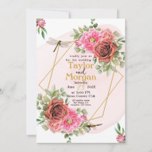Mariage élégant Roses et libellules roses