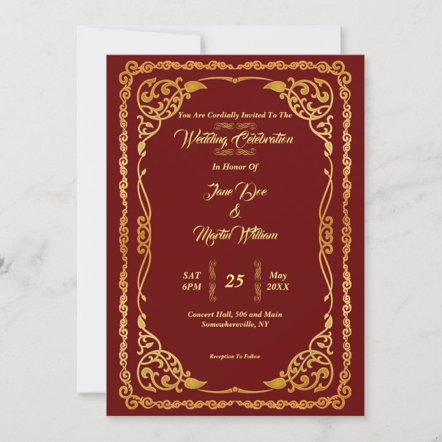 Invitation Mariage élégant rouge étonnant (Devant)
