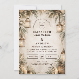 Invitation Mariage Élégant Rustique d'Hiver