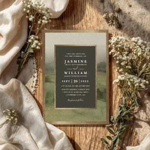 Invitation Mariage élégant rustique en forêt de montagne avec