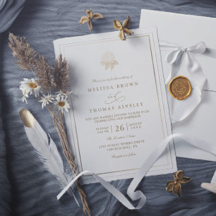 Invitation Mariage Élégant Rustique Fleur d'Hortensia Minimal