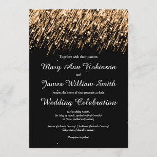 Invitation Mariage Élégant Sauvegardez La Date Stars Gold