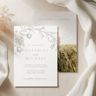 Invitation Mariage Élégant Sépia Vintage