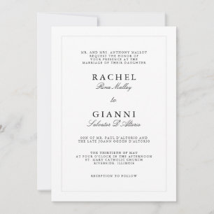 Invitation Mariage Élégant Simple Classique Noir et Blanc