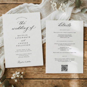Invitation Mariage Élégant Simple et Ancien Tout en Un
