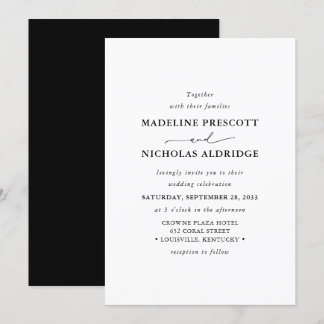 Invitation Mariage Élégant Simple Noir Et Blanc Moderne