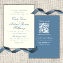 Mariage Élégant Simple Script Bleu Poussiéreux