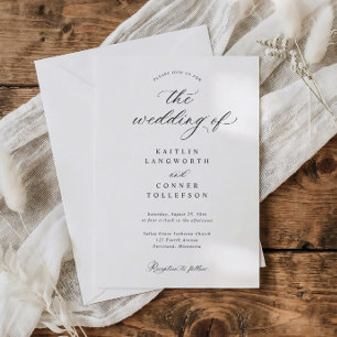 Invitation Mariage Élégant Simple Vieille Fortune Noir et Bla