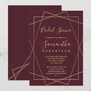 Invitation mariage élégant sous le thème géométrique or rouge