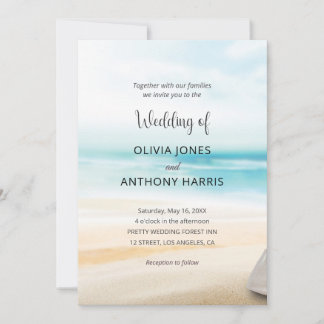 Invitation Mariage Élégant sur la Plage Côtière