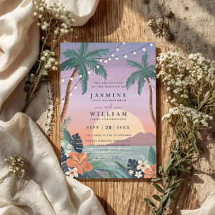 Invitation Mariage élégant sur l'île de la plage vintage avec